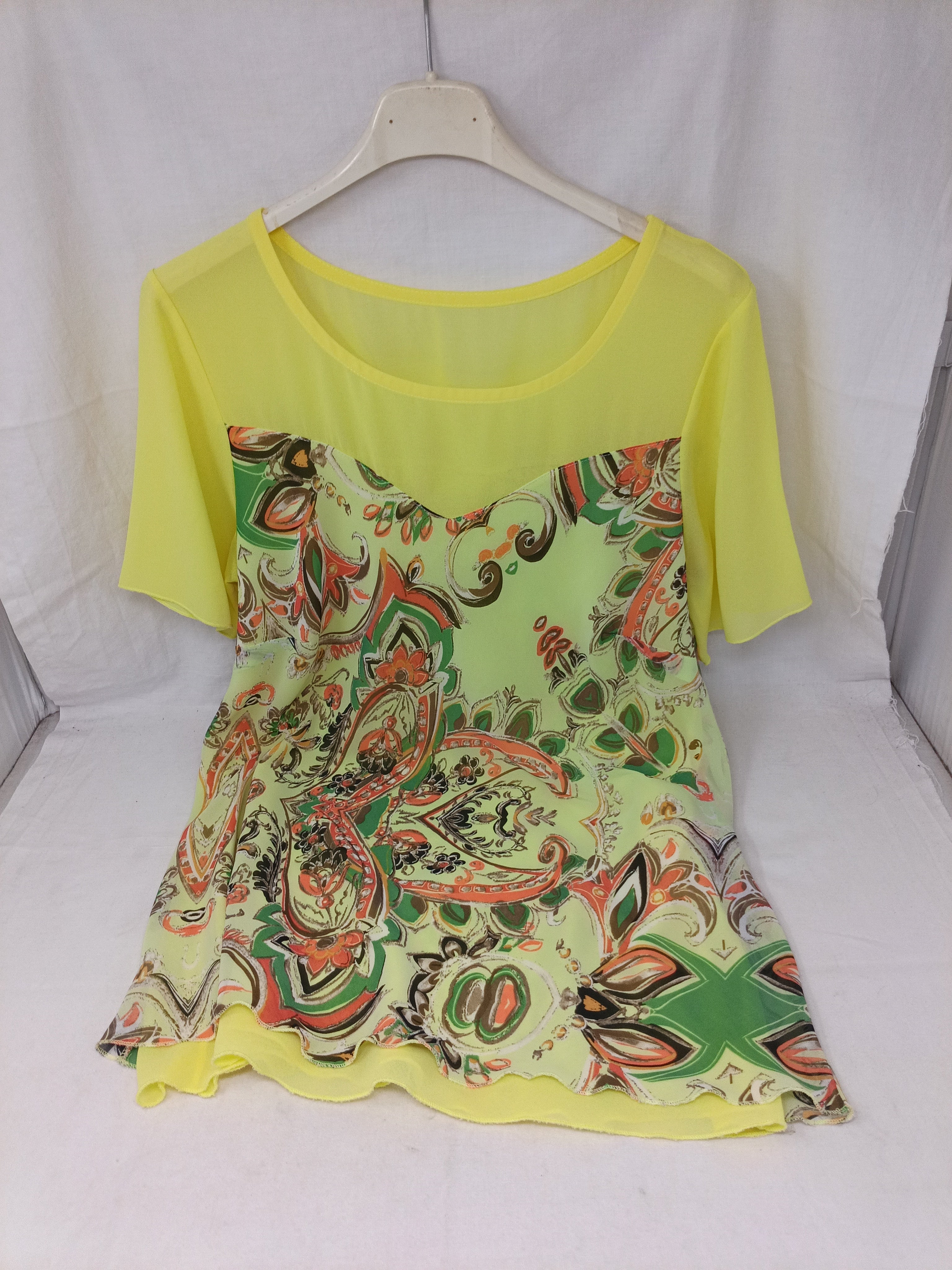 Camicia Tulle Gialla Verde Salmone M