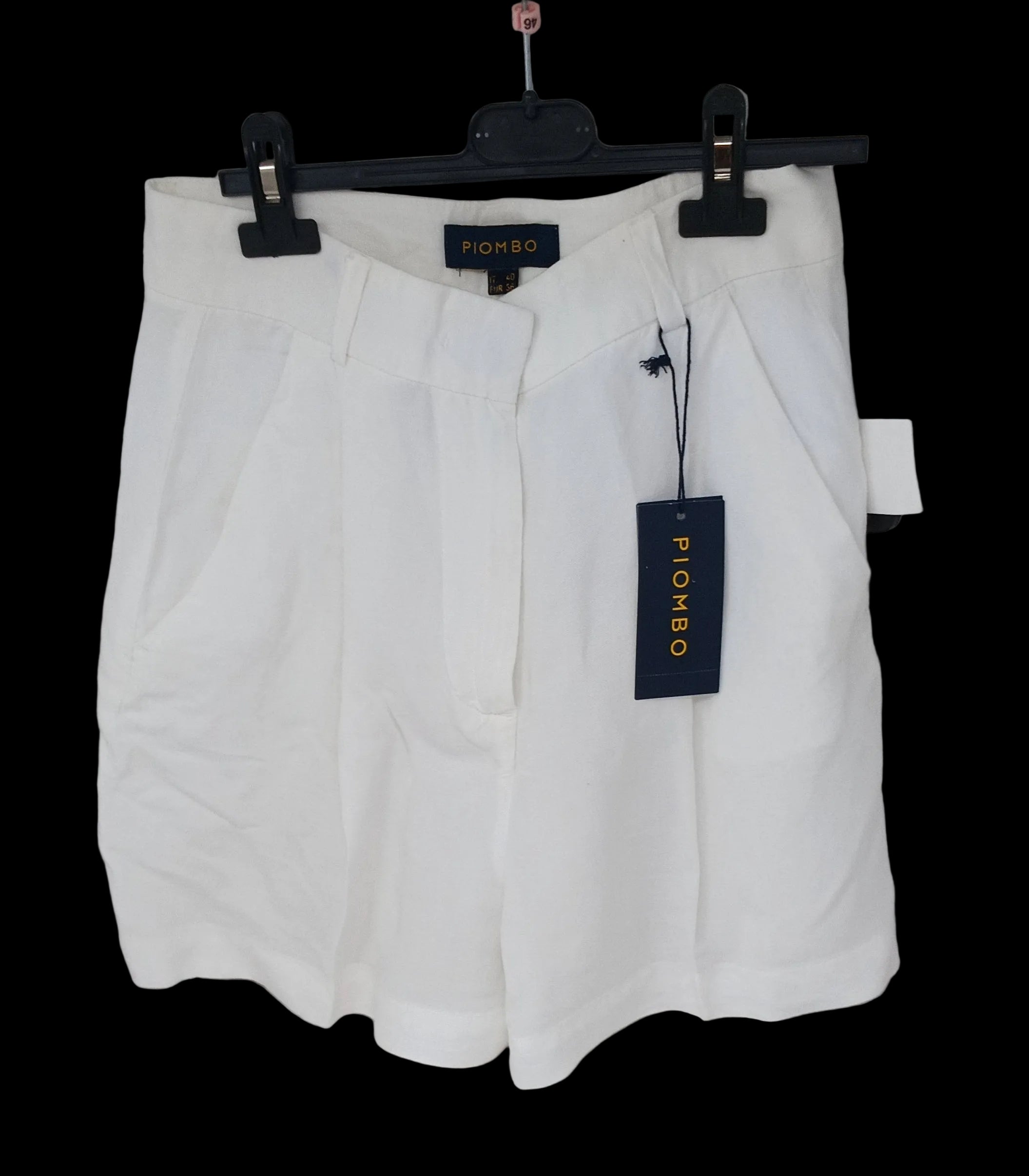 Piombo Pantaloncini In Lino Bco 40 Nuovi