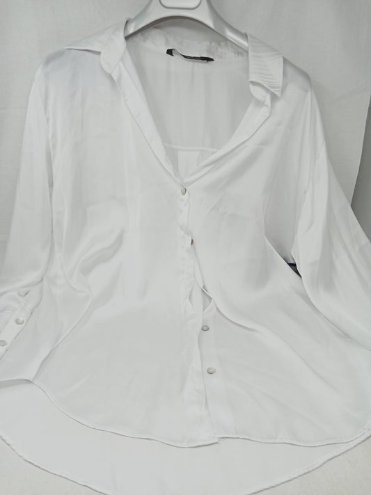 Zara Camicia  Bca  Raso L