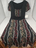 Elisalandri Abito Nero Tulle Plisse Fiorato L