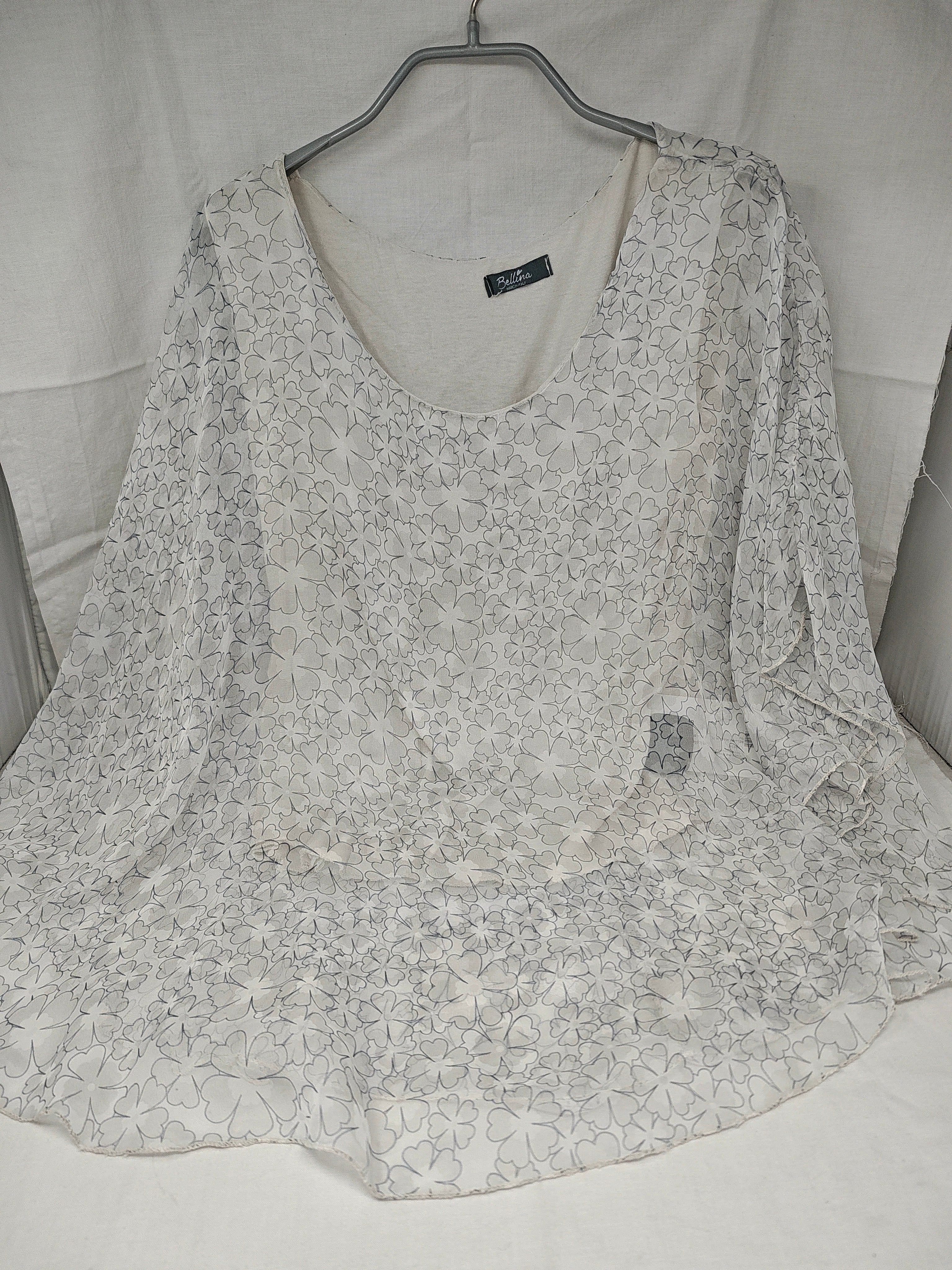 Bellina Maglia Tulle Bca Blu Fiorato Tu