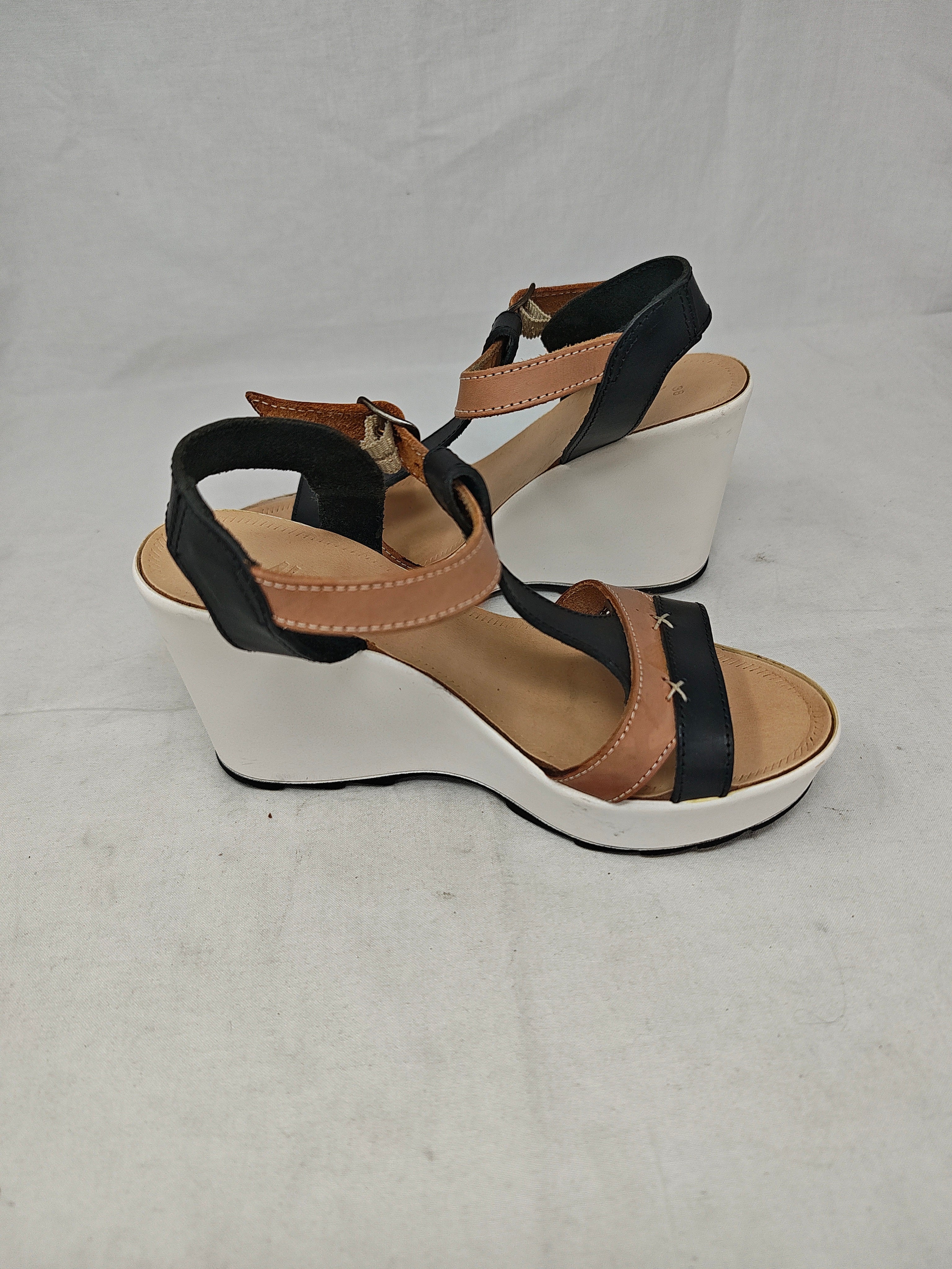Made In Italy Zeppa Bca Beige Nera 38 Nuova
