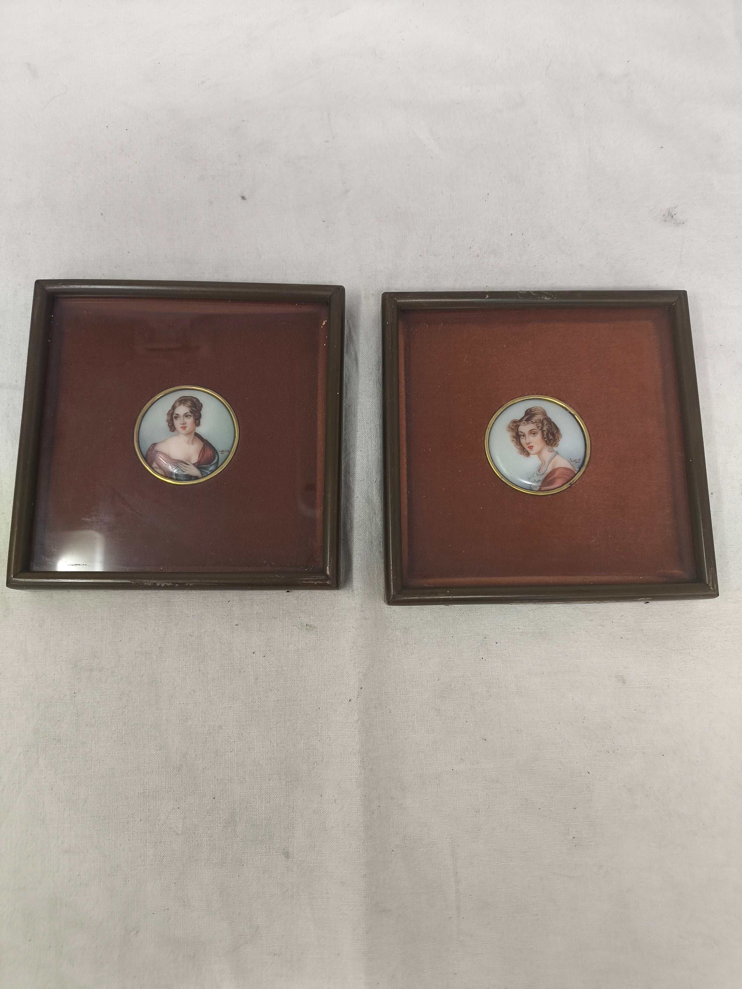 Quadretto Con Effige Ceramica Ritratto Di Dama 12x12