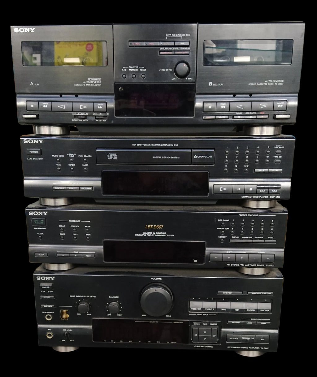 _sony Lettore Cassette Tc-d067 + Lettore Cd Cdp-m43 + Amplificatore Ta-d607 + Radio St-d707