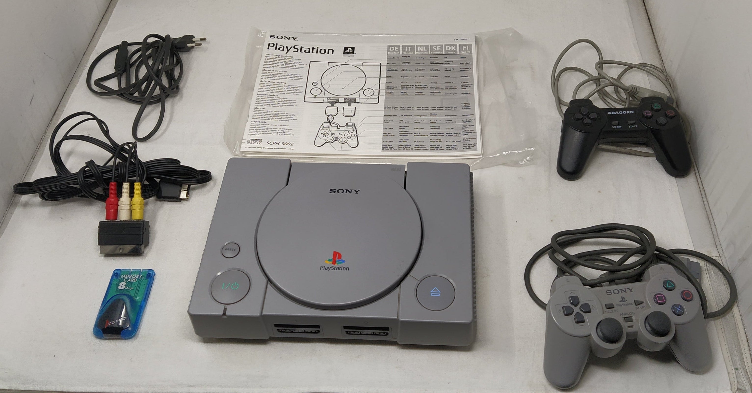 _sony Ps1 Modello Scph-9002 Modificata + 1 Joystick Originale + Memory Card + 1 Joystick Compatibile + Istruzioni + Cavi