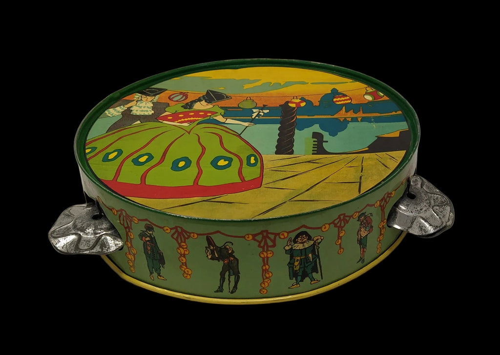Ingap Padova Tamburello Vintage Anni 30 Latta ø 16cm Motivi Veneziani