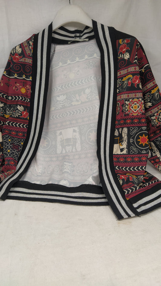 New Collection Giacca Con Fantasia Bordeaux Bco Nero Tu