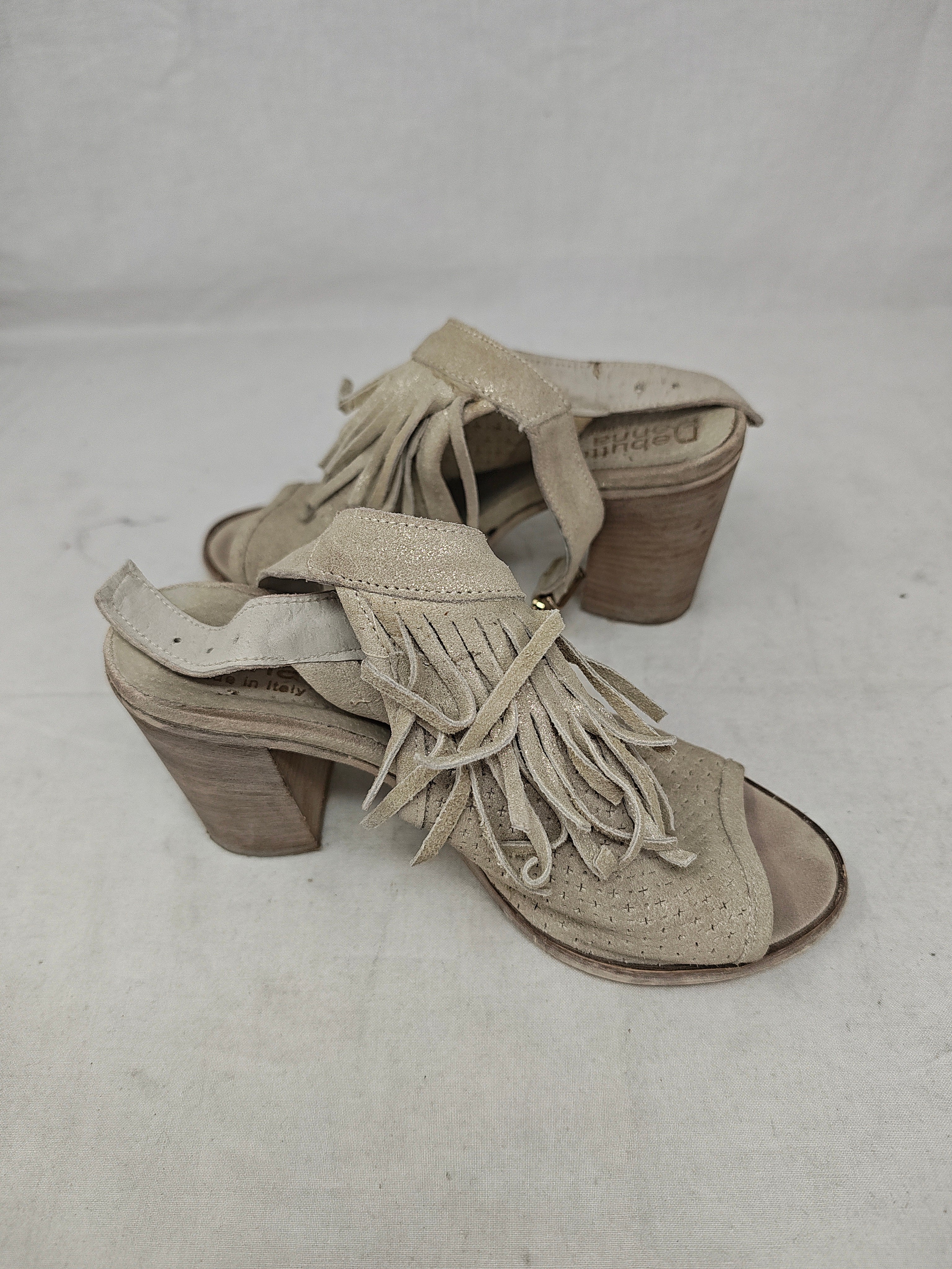 Dobutto Donna Sandalo In Camoscio Frange 36