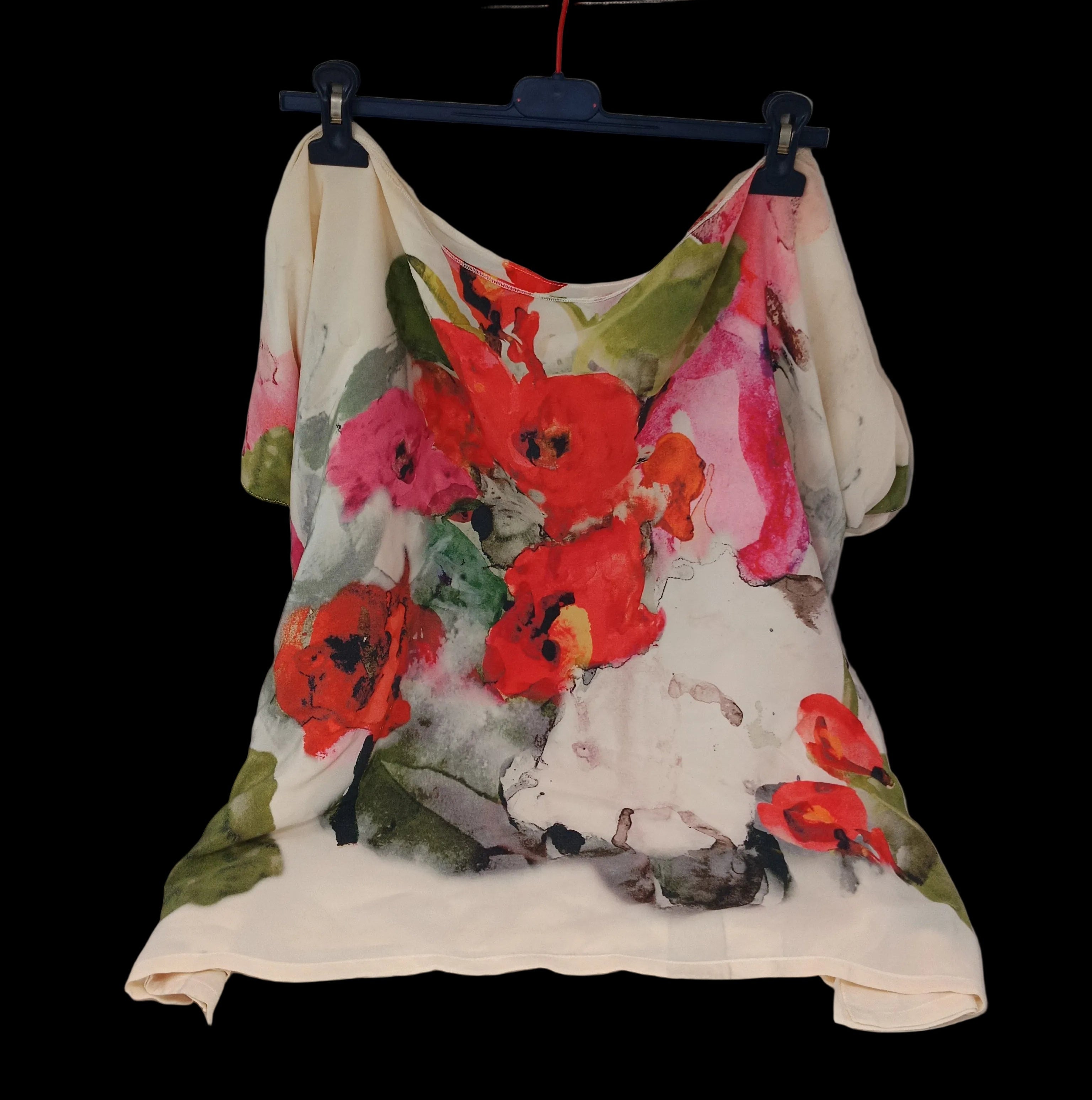 Maglia In Seta Panna Fiorato Xl