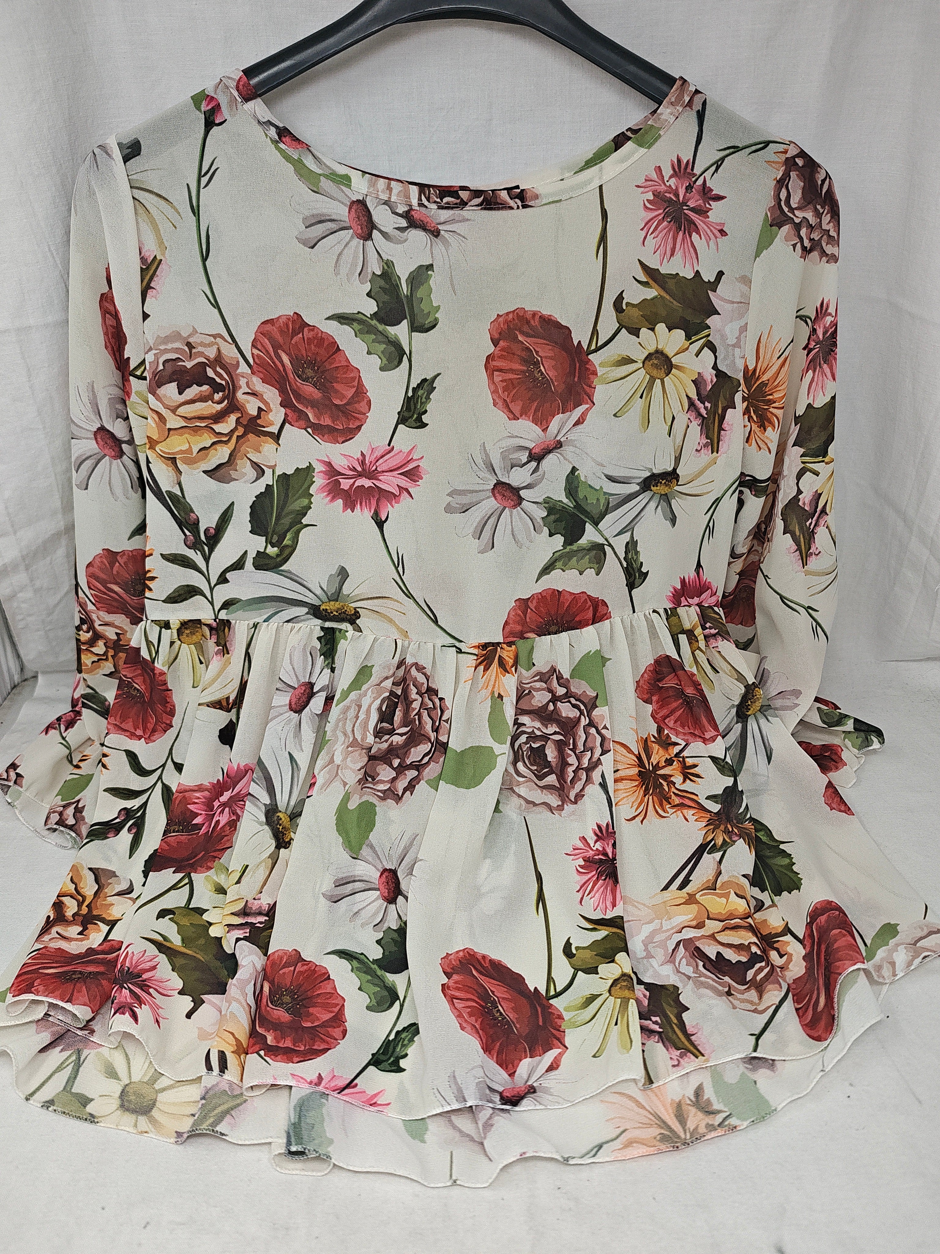 I Sik Camicia Tulle Panna Fiori S/m