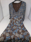Motivi Abito Tulle Blu Marrone Fiorata 44