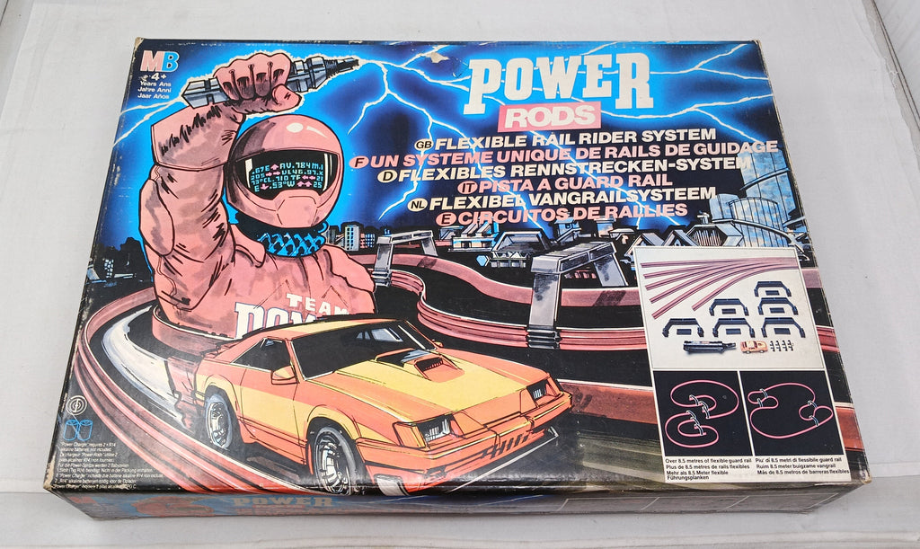 Mb Power Rods Pista Macchinine Vintage '85 Con Scatola Nuovo