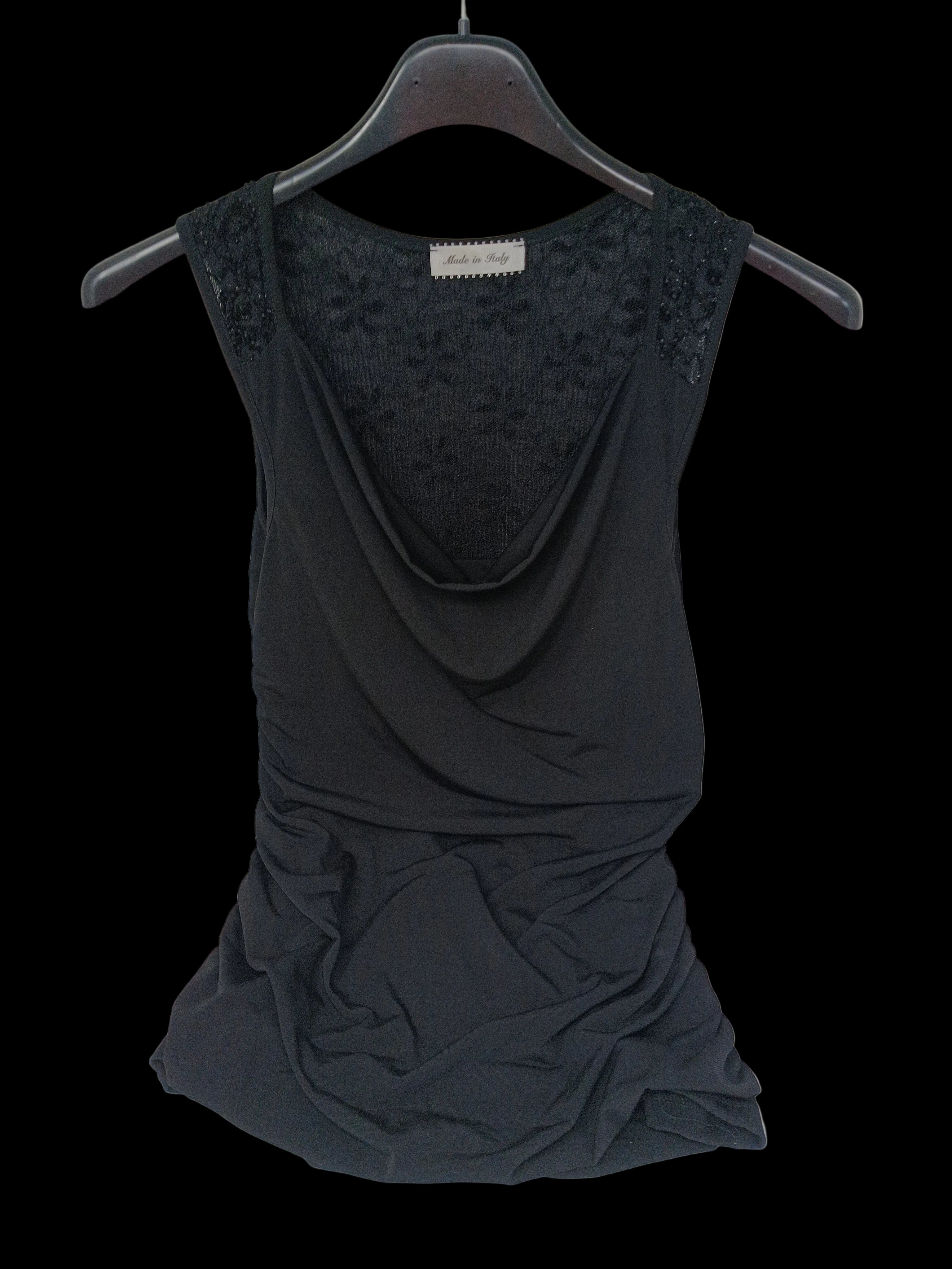 Made In Italy Canotta Nera Pizzo L