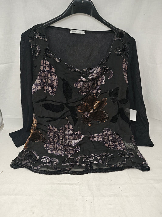 Made In Italy Maglia Tulle Nero Viola M