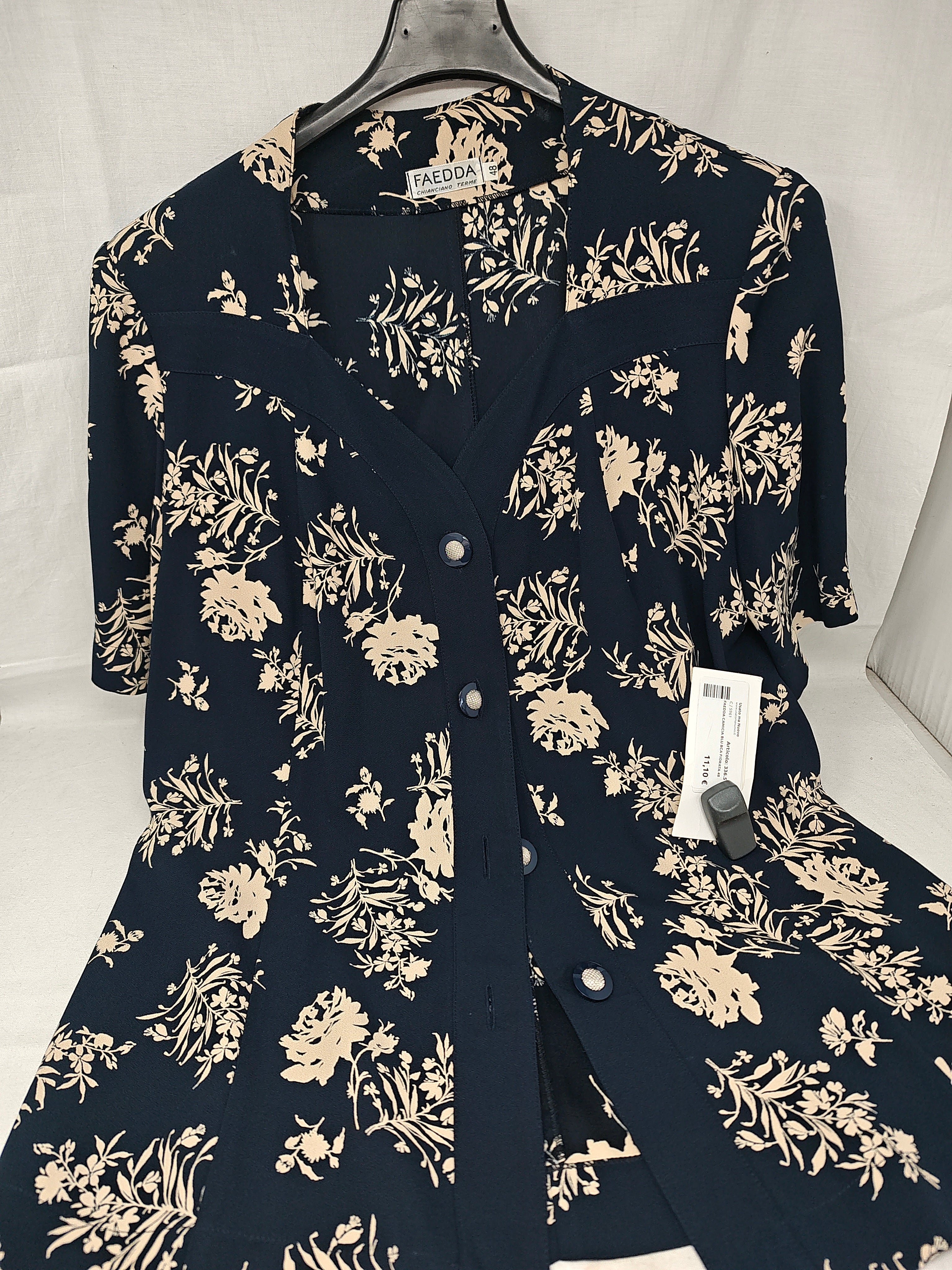 Faedda Camicia Blu Bca Fiorata 48