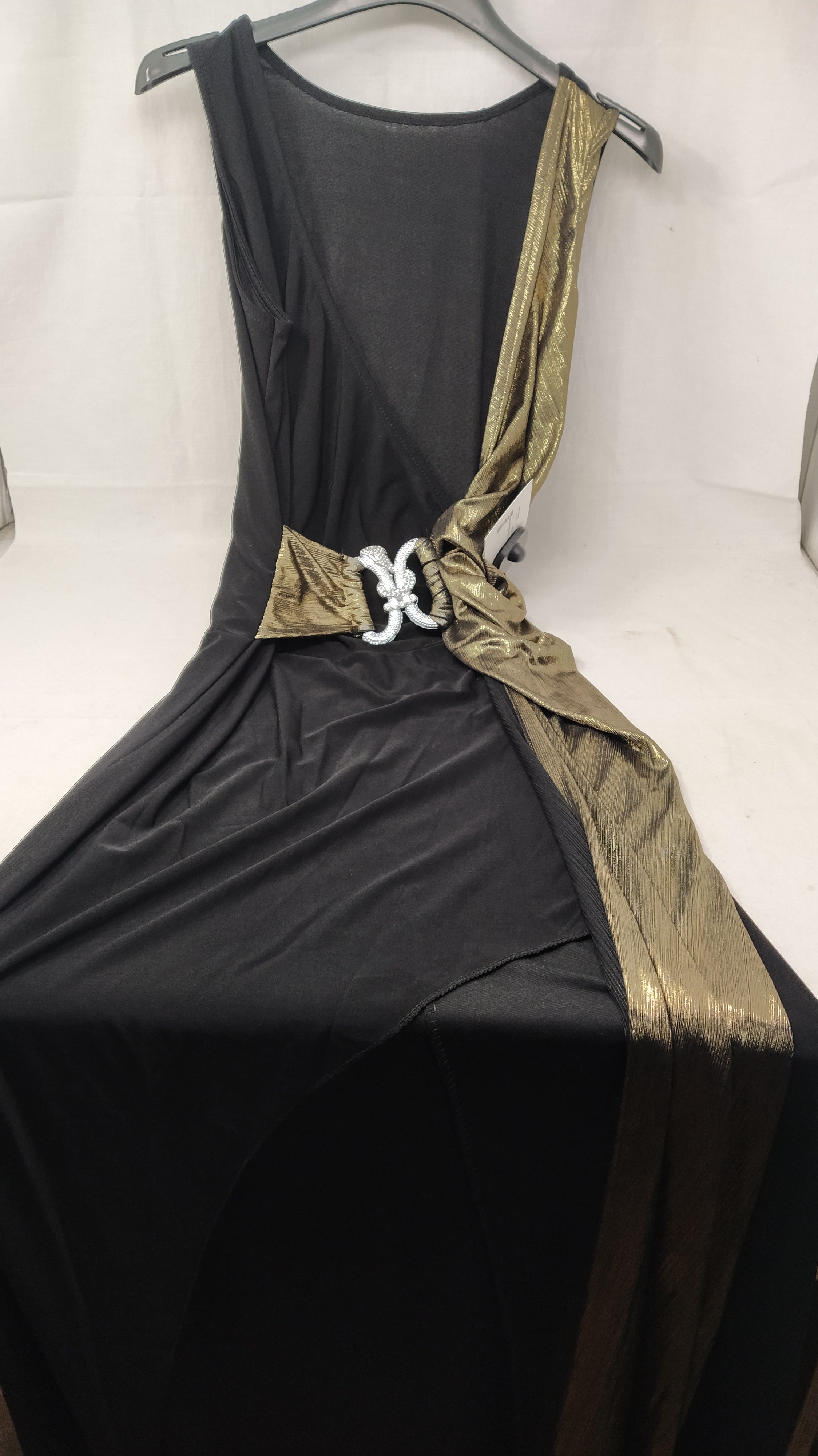 Abito Lungo Nero Oro Strass M