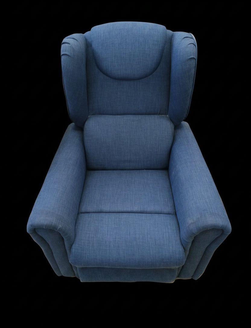 Bergere Poltrona Elevabile 2 Motori Tessuto Blu Con Ruote Lxpxh 85x80x110