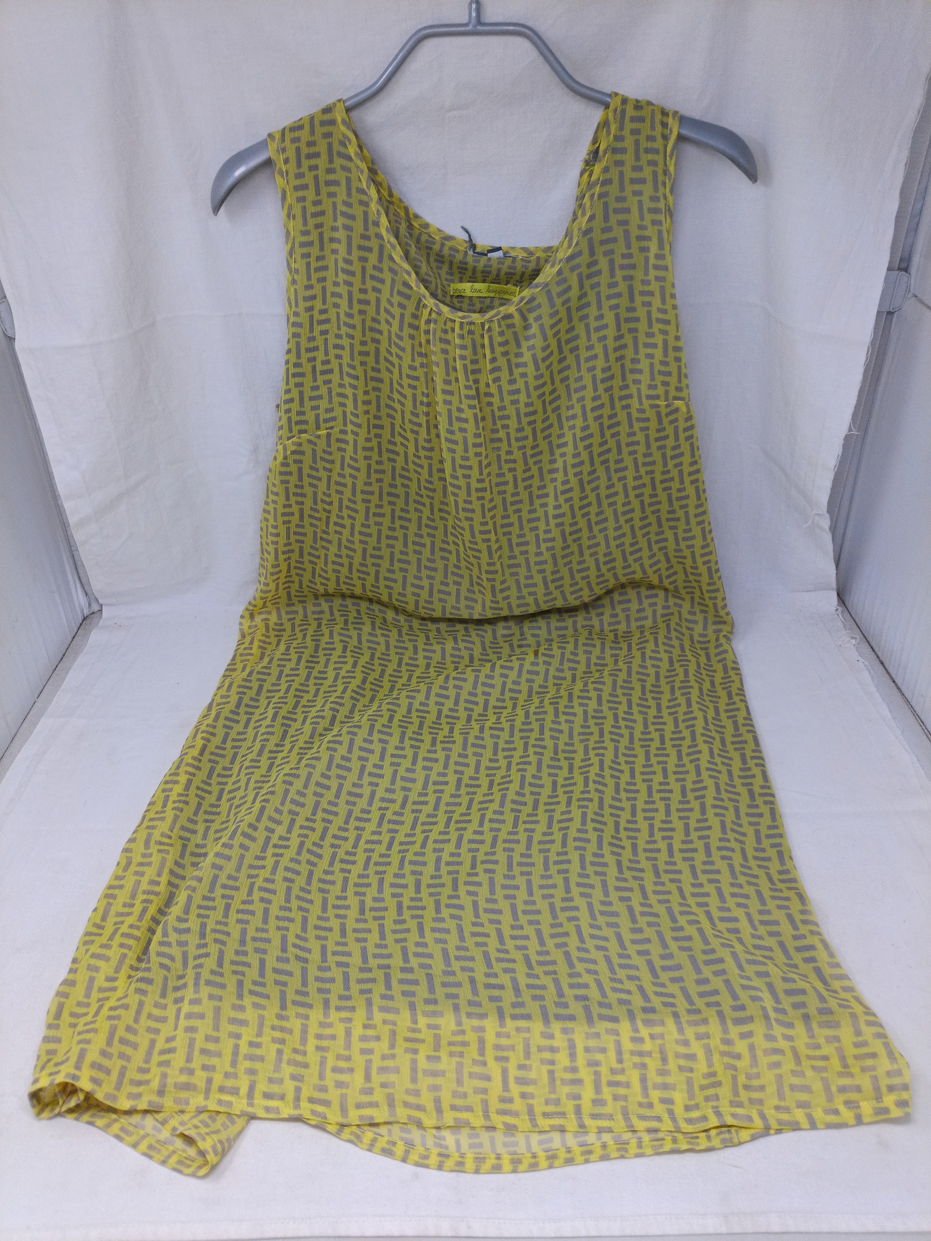Place Love Happiness Abito Tulle Giallo Grigio M