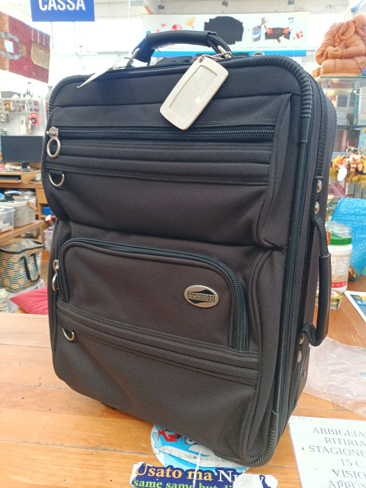 American Tourister Trolly Valigia Da Cabina Nera 54x40x18cm