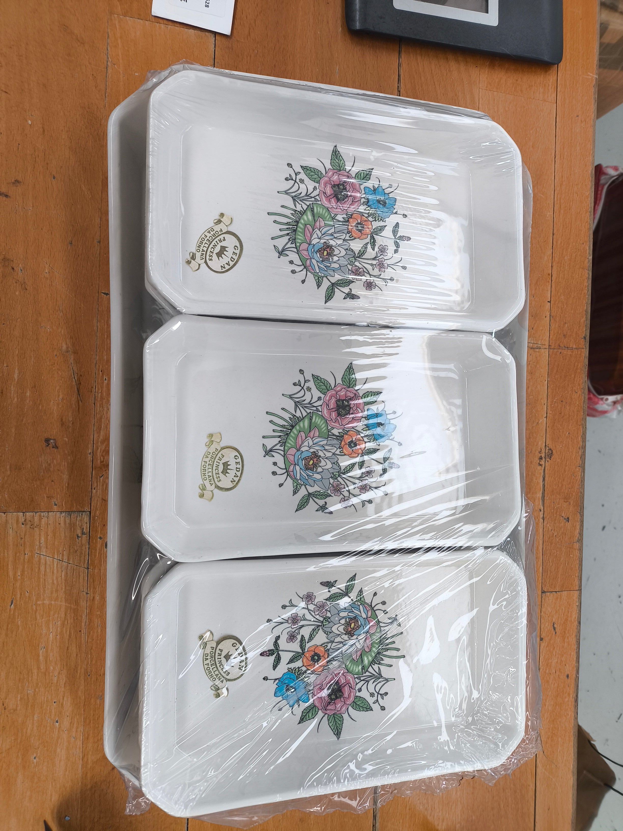Gedan Princess Set 6 Pirofile 22x13 + 1 Pirofila 63x27 Ceramica Bianche Nuove