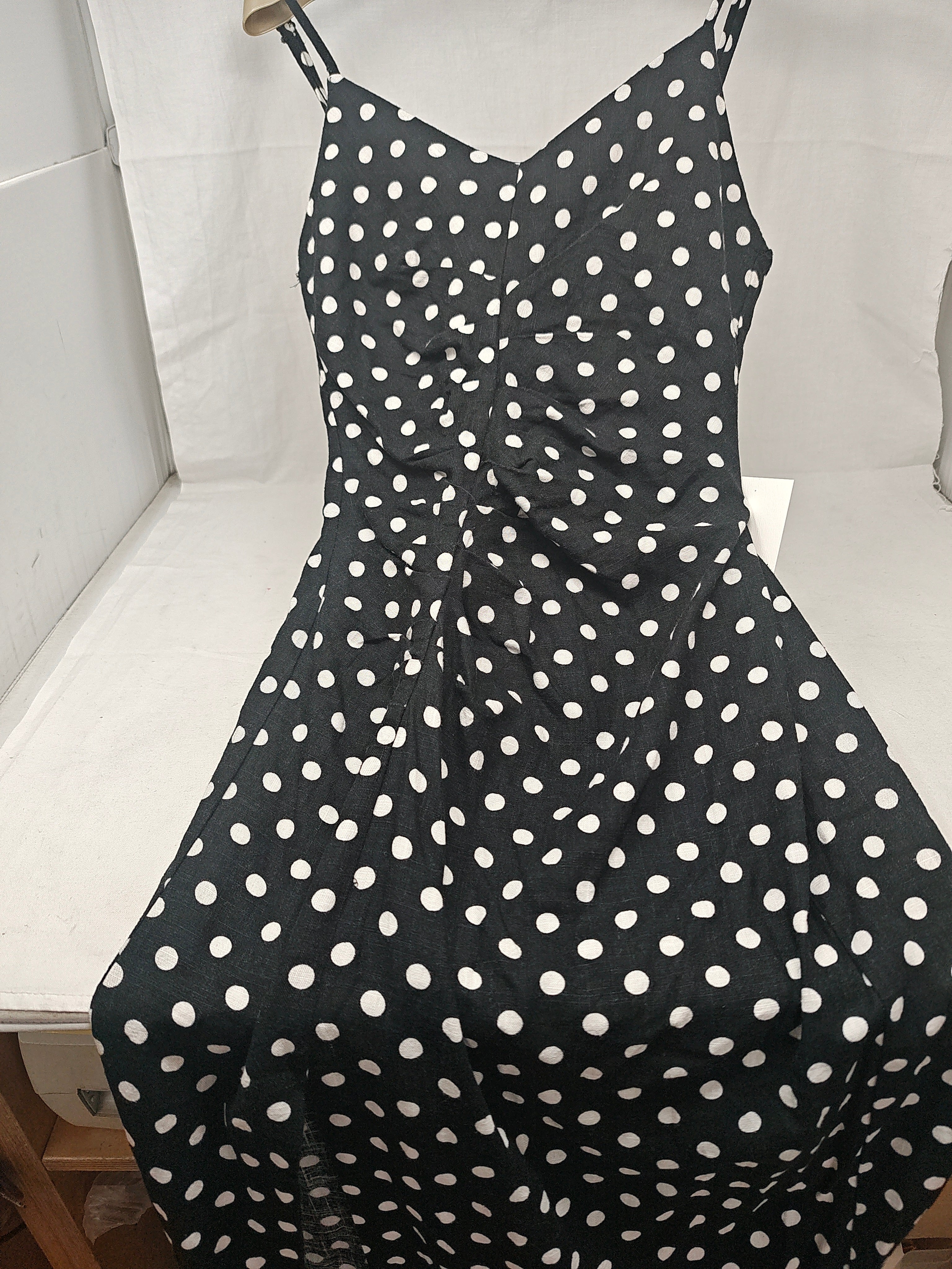 Zara Abito Lungo Nero Pios  Misto Lino S