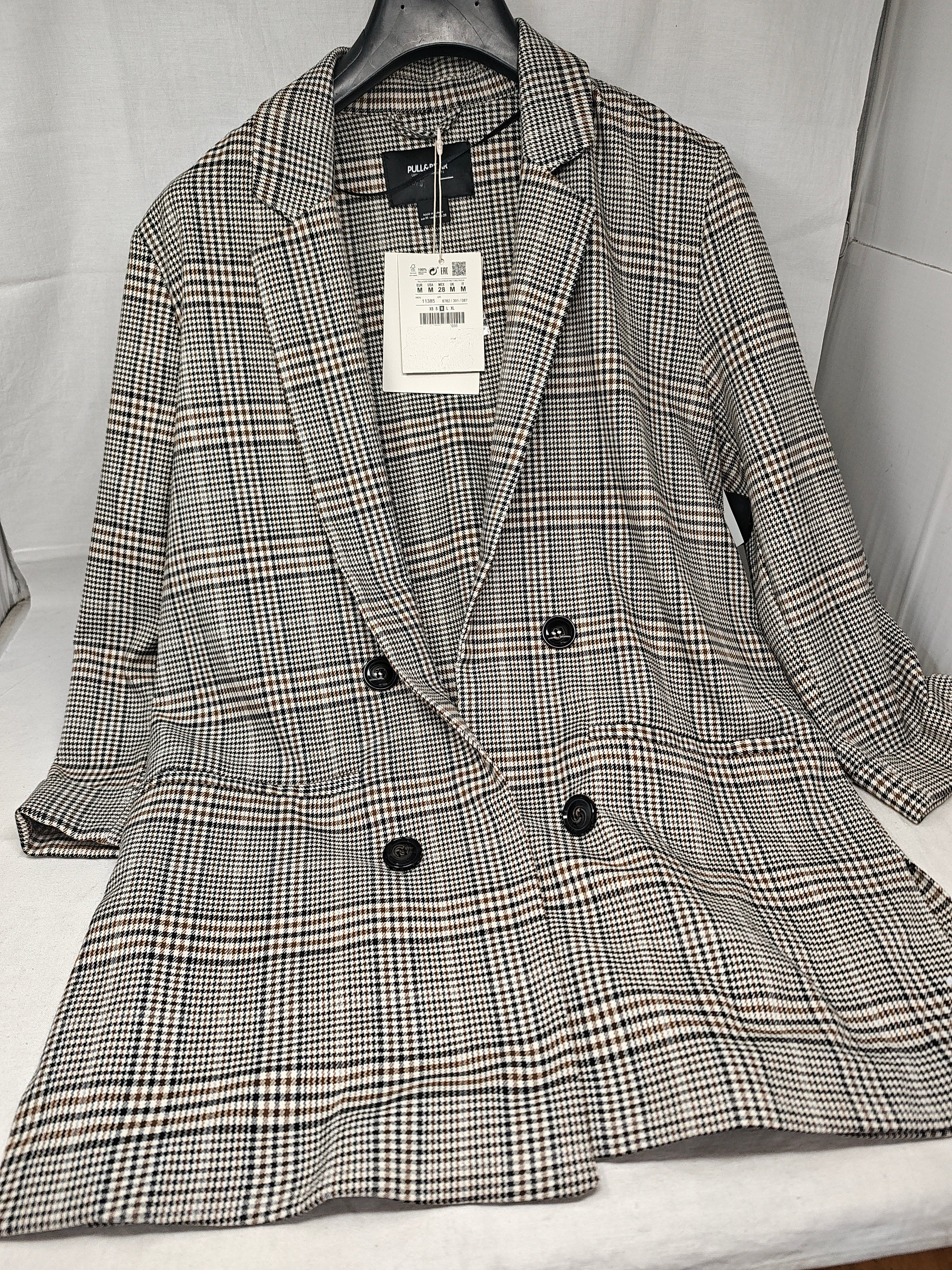Pull&bear Giacca Bco Nera Beige M Nuova