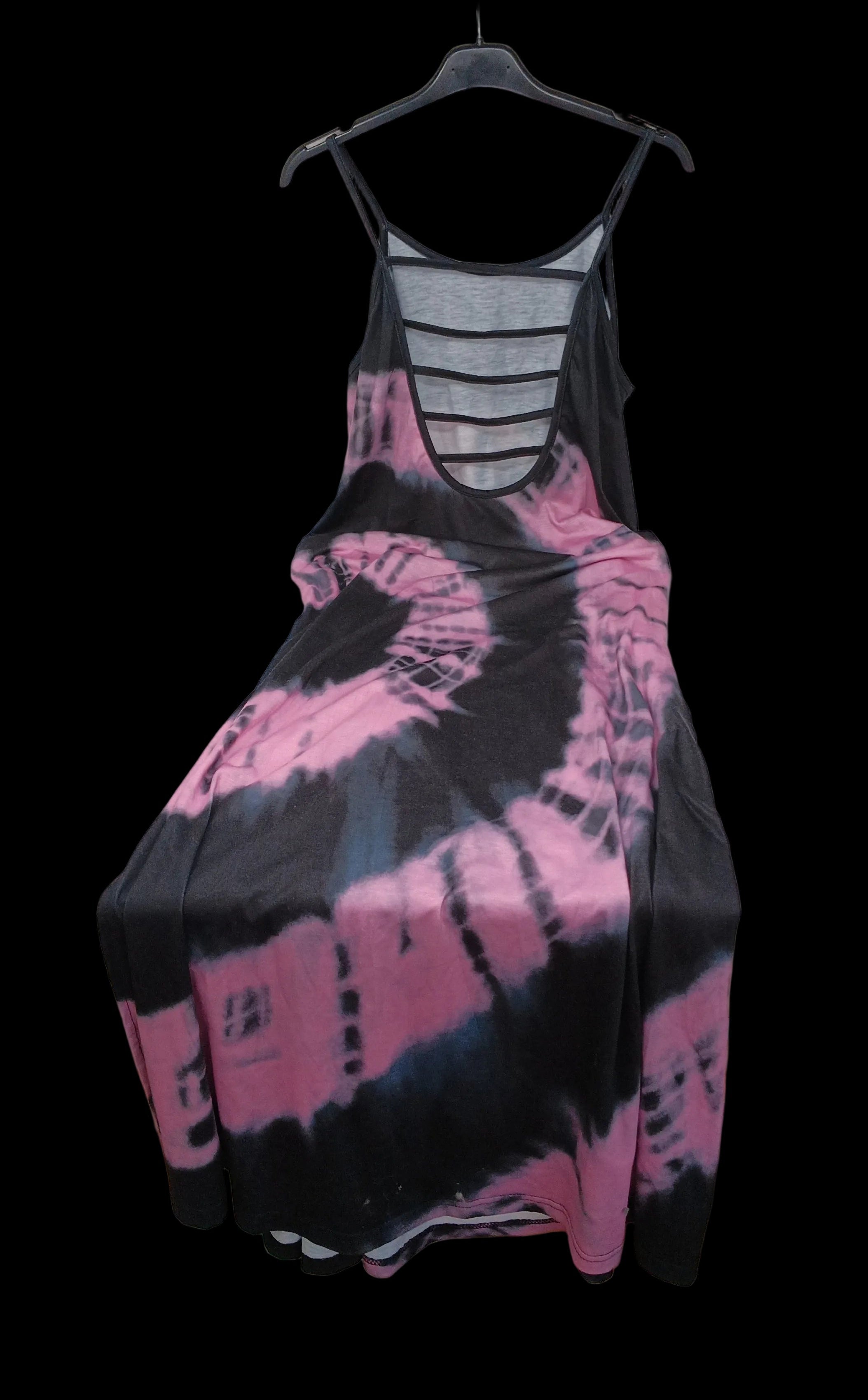 Abito Lungo Nero Rosa Tu
