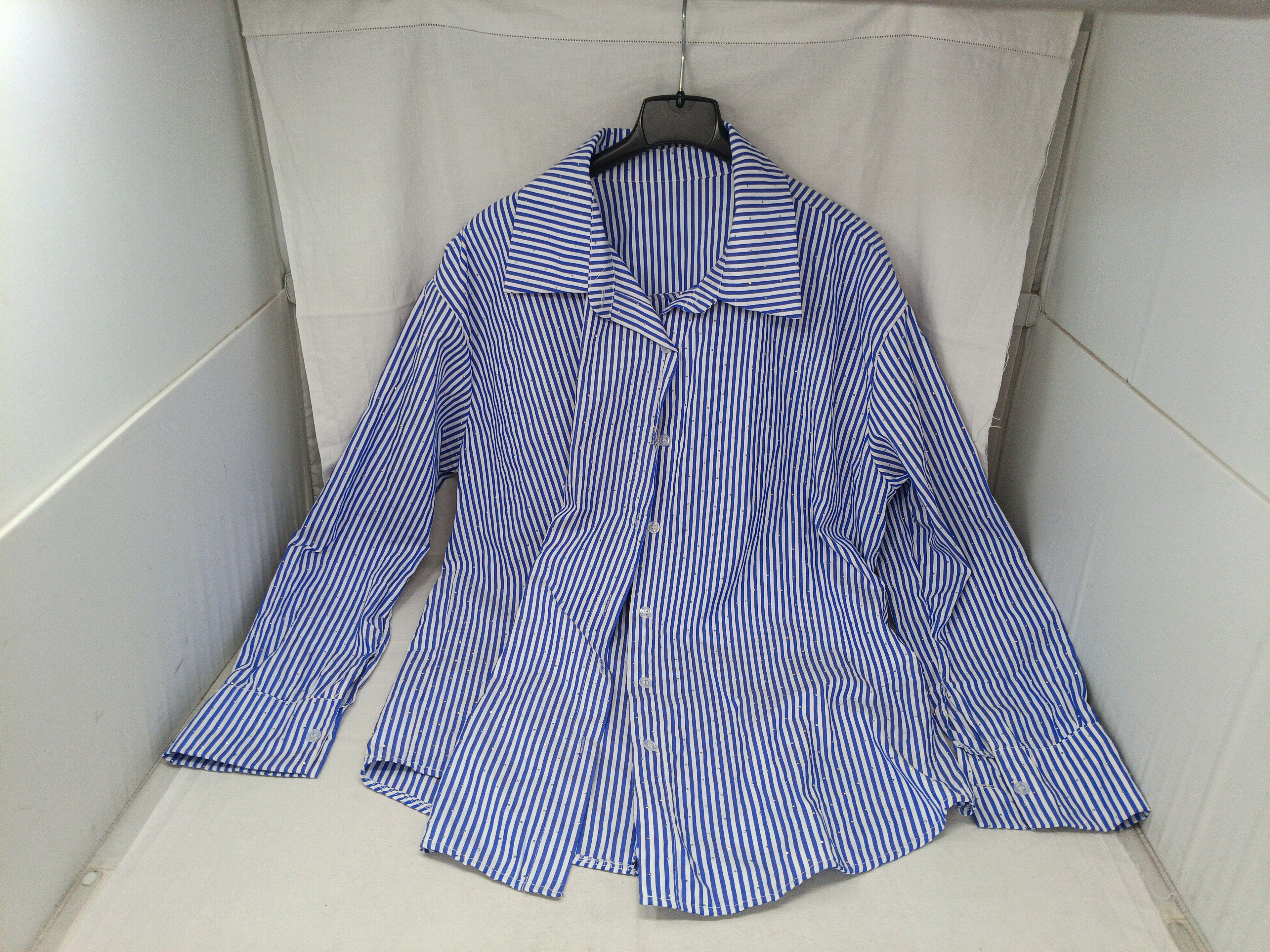 Camicia Righe Blu Bca Strass 48