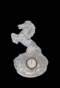 Scultura Cristallo Cavallo Con Orologio H 18cm (orologio Non Testato, Batteria Da Sostituire)