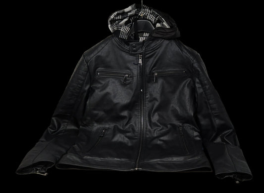 Fifty Four Giaca Ecopelle Nera Con Cap L