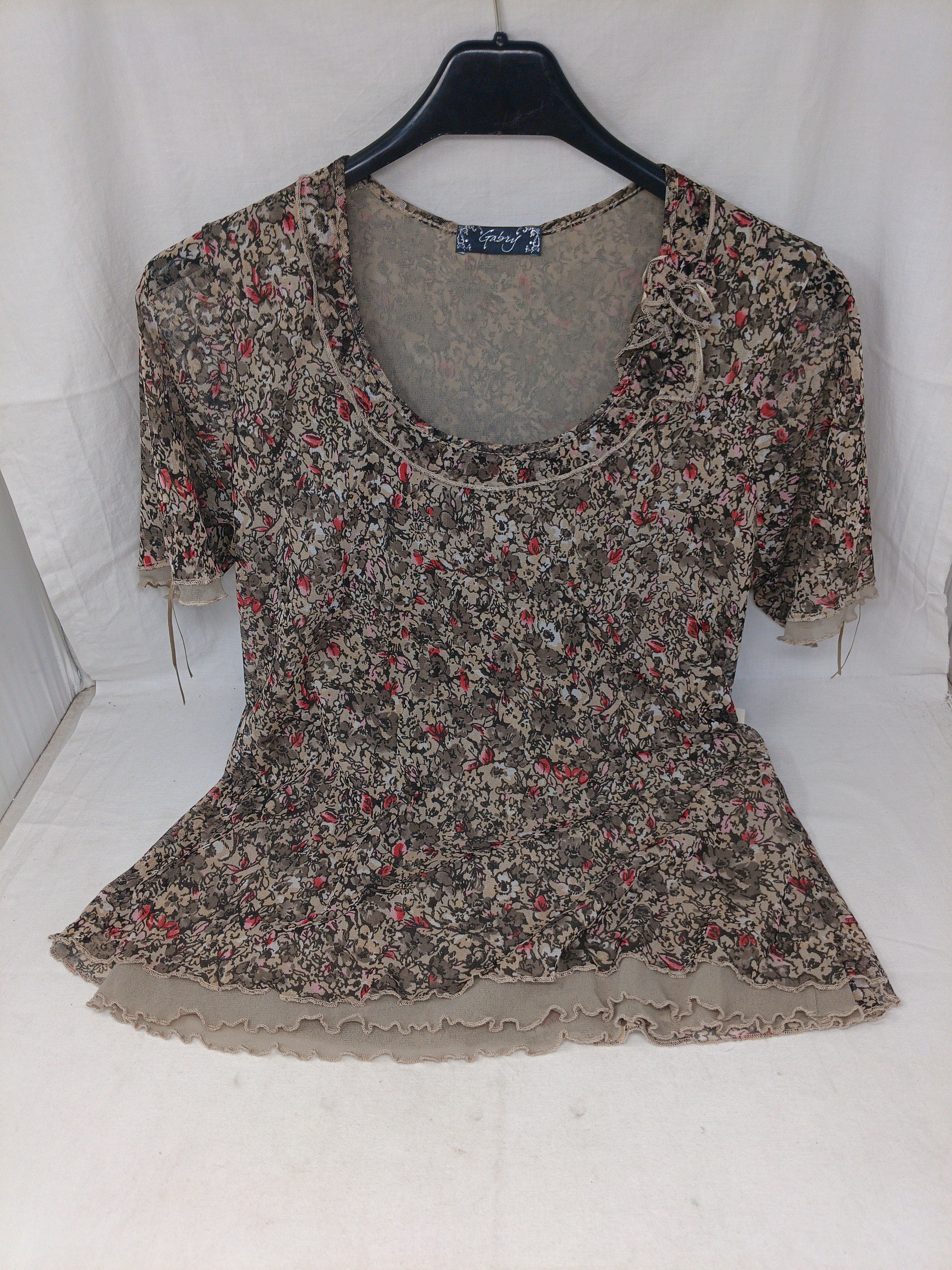 Gaby Maglia Tulle Fiorata Verde M