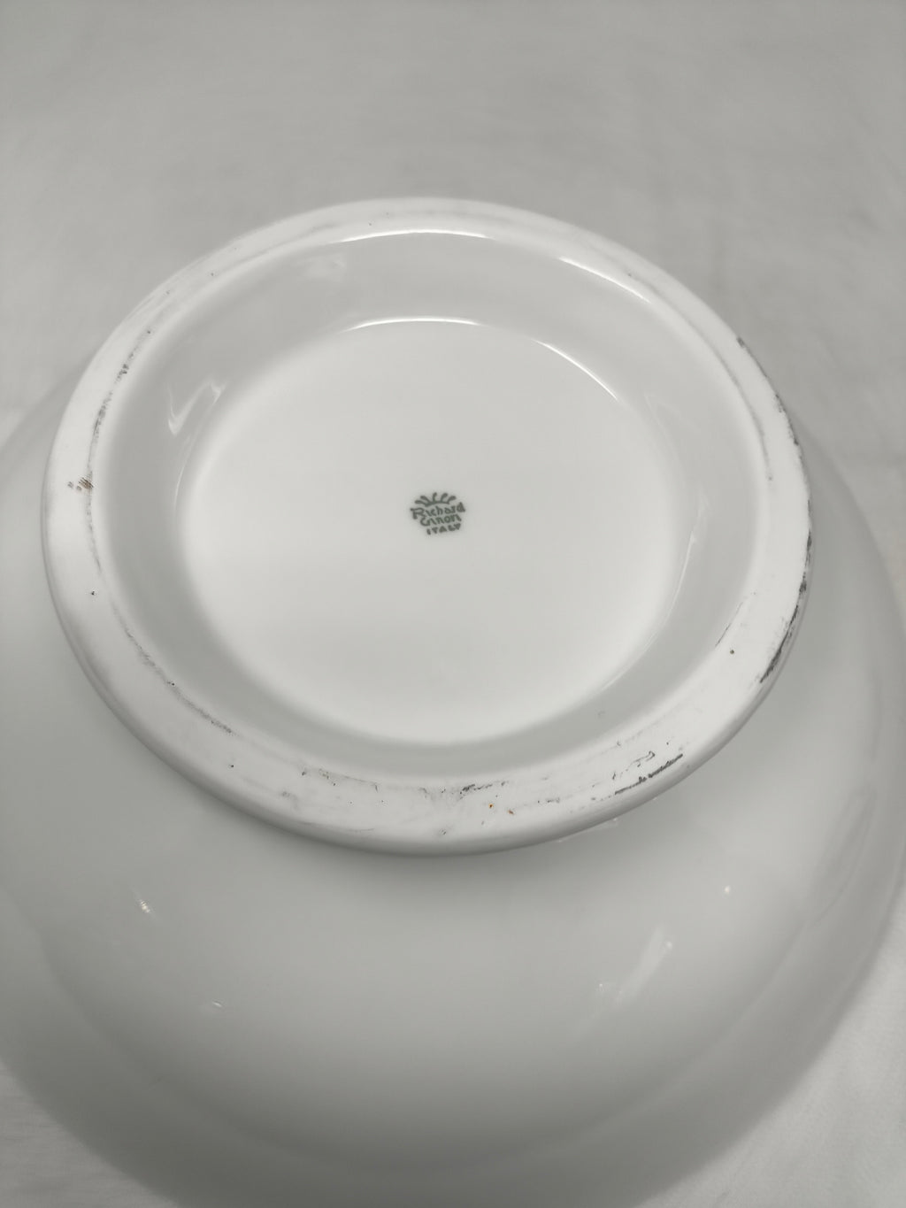 Richard Ginori Insalatiera Ceramica Bianco Bordo Oro Effige Fiori ø 29cm H 10,5cm