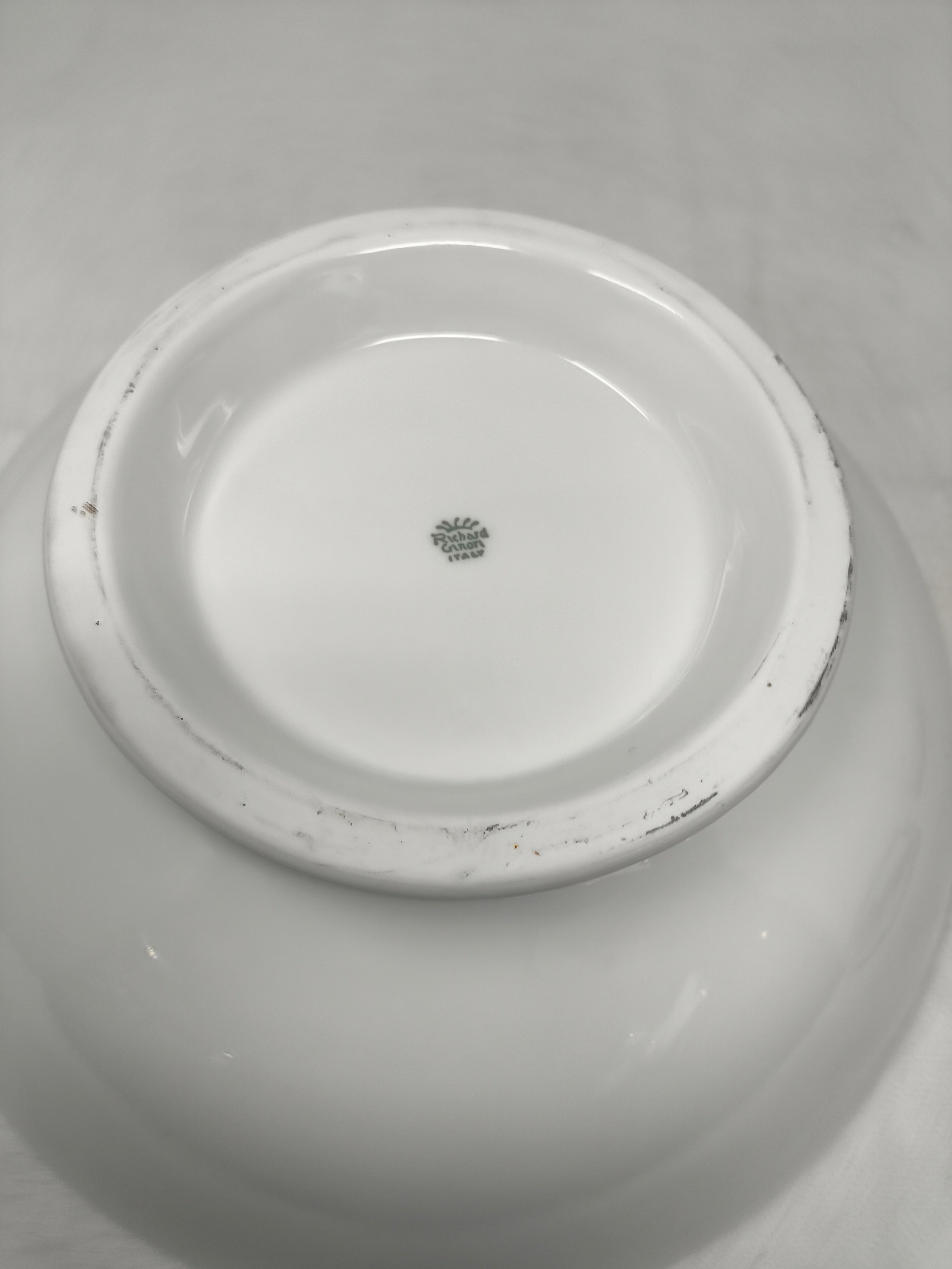 Richard Ginori Insalatiera Ceramica Bianco Bordo Oro Effige Fiori ø 29cm H 10,5cm