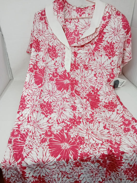 Delia Ferrari Abito In Seta Bco Fucsia Fiori 44