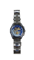 Jcky Time Orologio Automatico Cinturino Acciaio Ingranaggi Dorati Quadrante Blu/grigio
