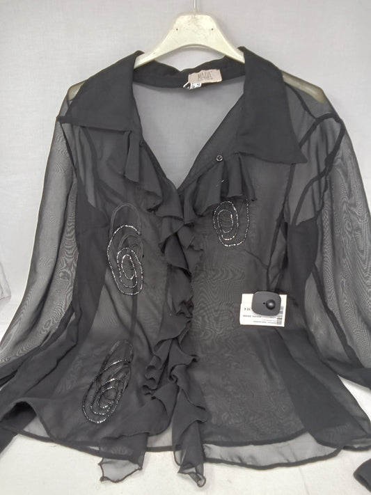 Magia Camicia Tulle Nera Paiett 46