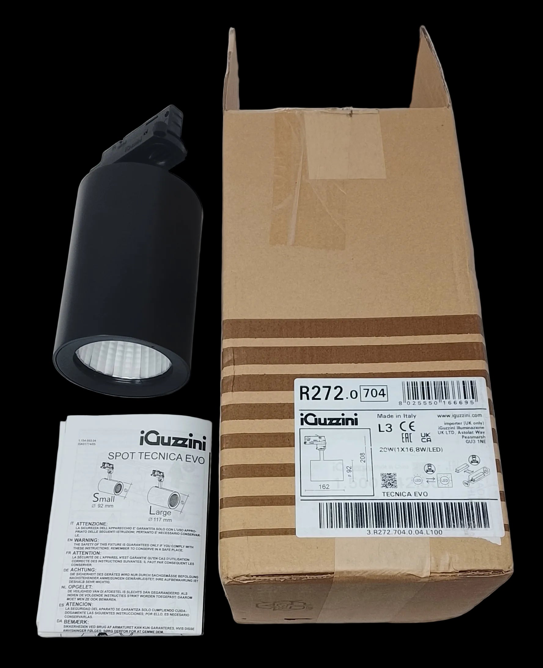 _iguzzini R272 Lampada Led Nera Da Soffitto O Parete Nuova (manca Binario)