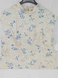 Camicia In Seta Panna Blu Disegni Case S