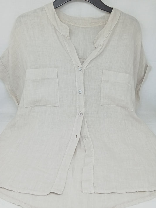 Camicia Beige In Lino Xl