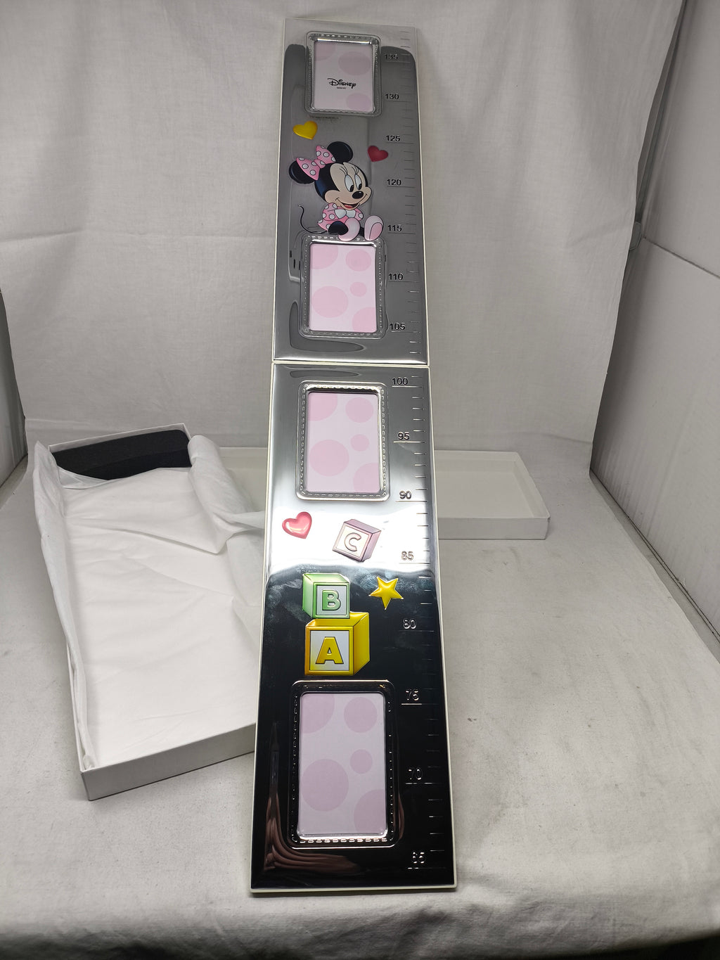 Valenti Per Disney Metro Da Parete Porta Foto Rosa 13x76 Minnie Mouse Con 4 Porta Foto In Lamina D'argento Nuovo