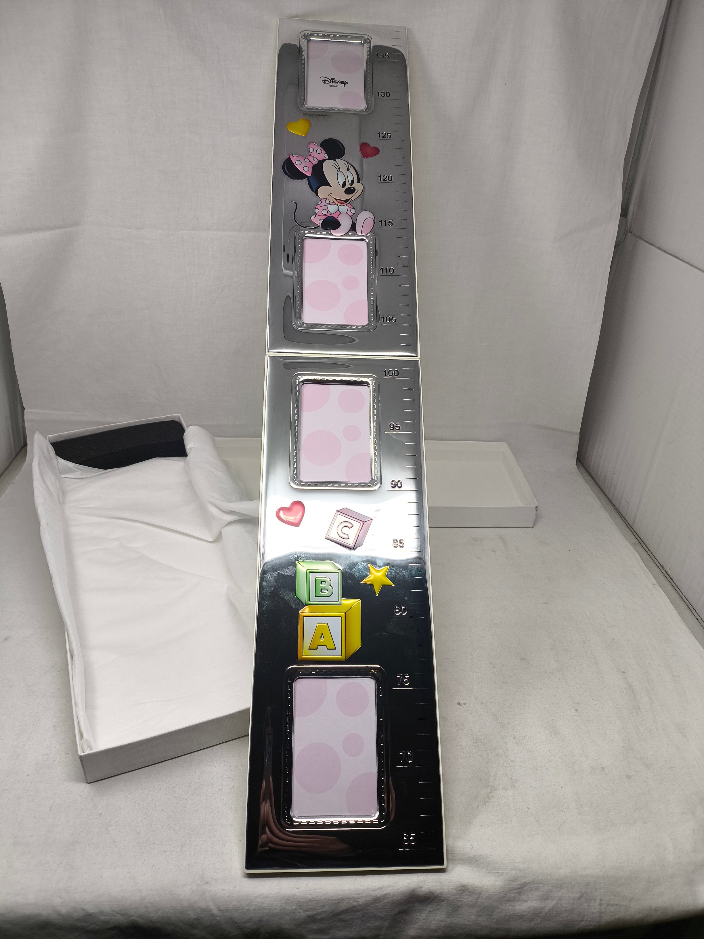 Valenti Per Disney Metro Da Parete Porta Foto Rosa 13x76 Minnie Mouse Con 4 Porta Foto In Lamina D'argento Nuovo