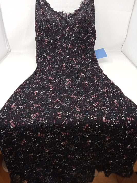 Sisley Abito Lungo Nero Fiorato M