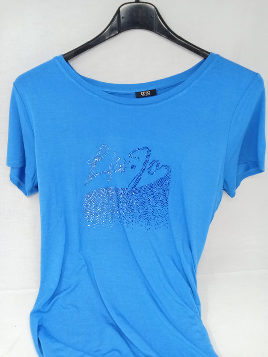 Liujo Maglietta Blu Strass Xl