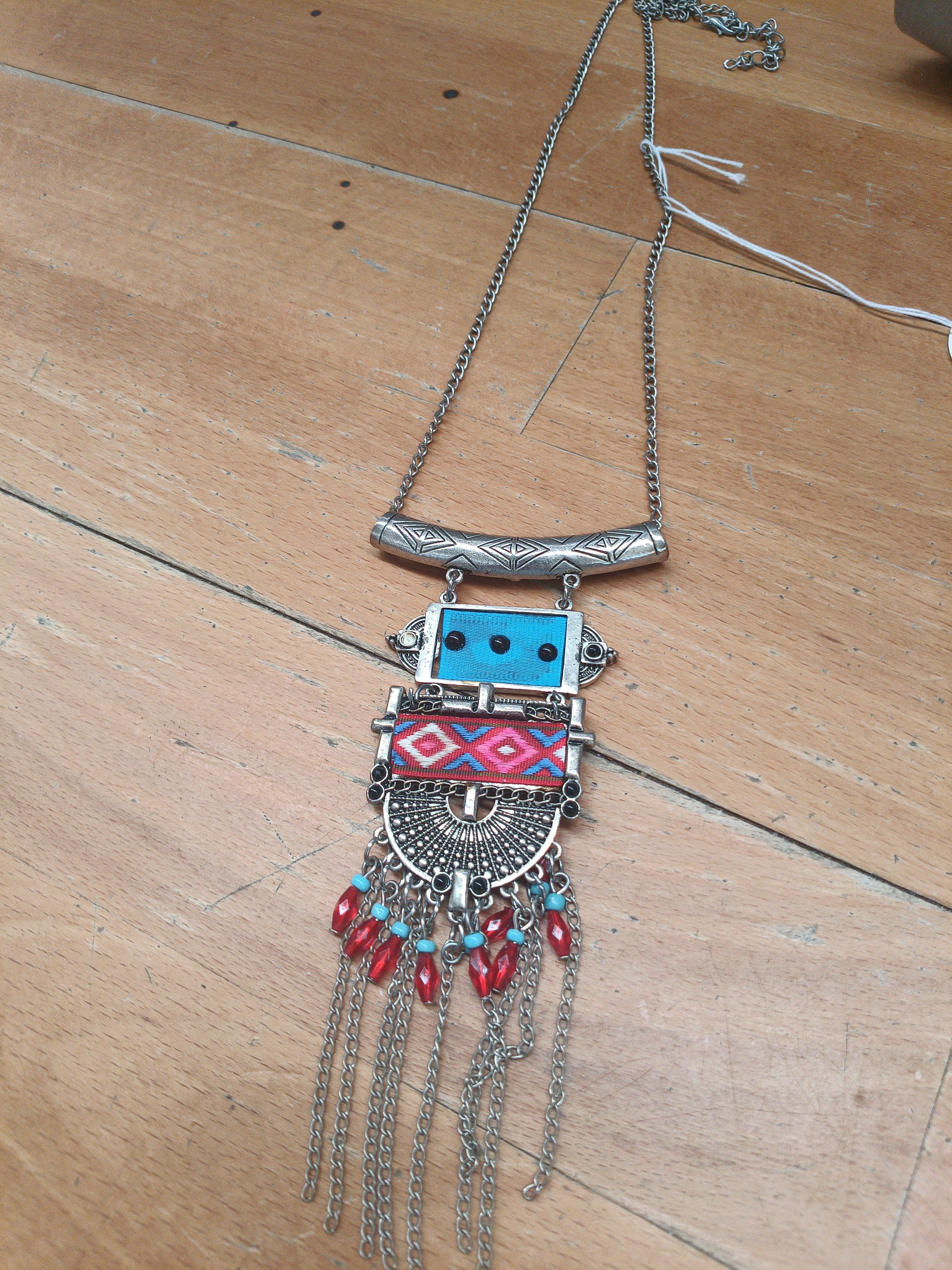 Collana Orientare Turghese Perline Rosso