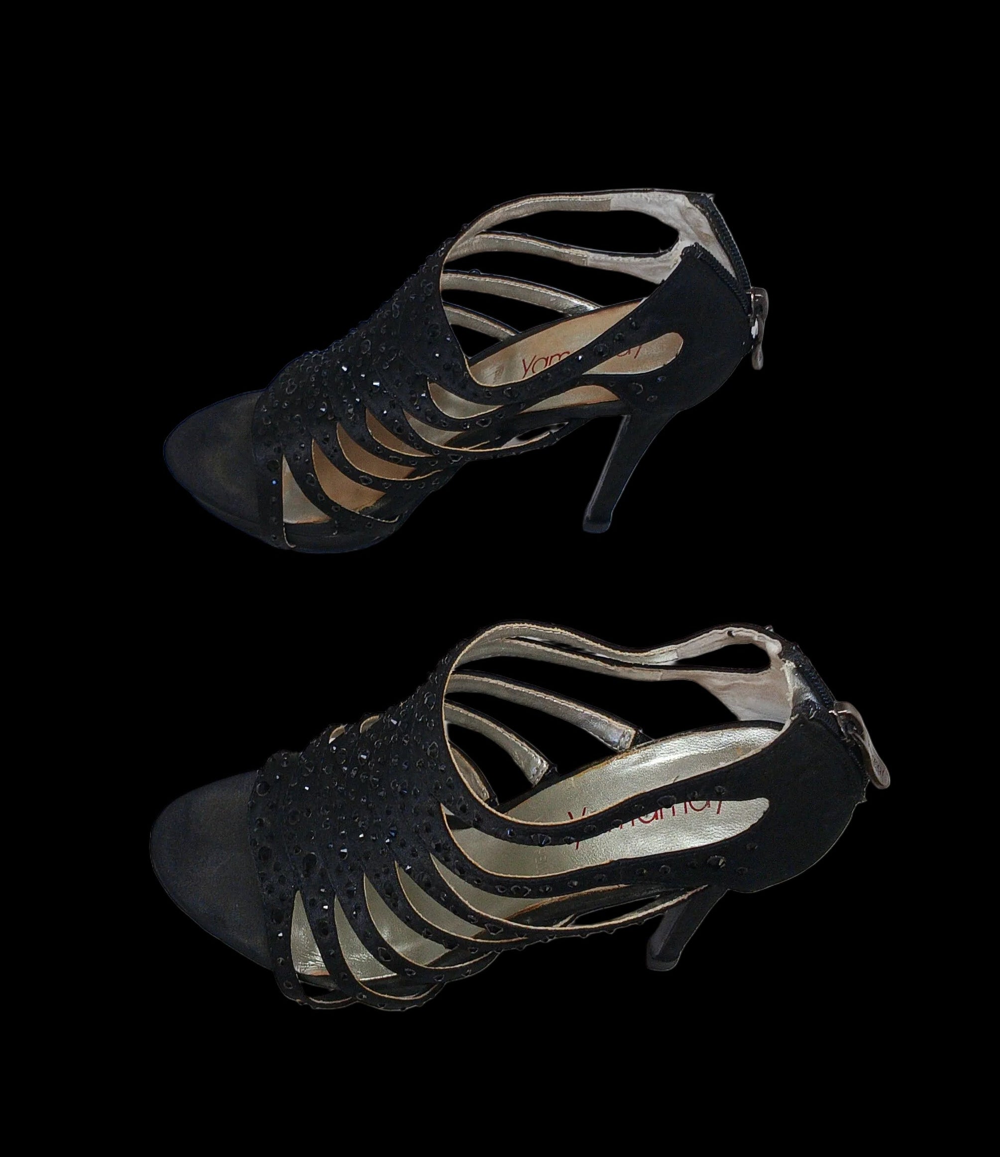 Yamamay Sandalo Nero Con Tacco Strass 36