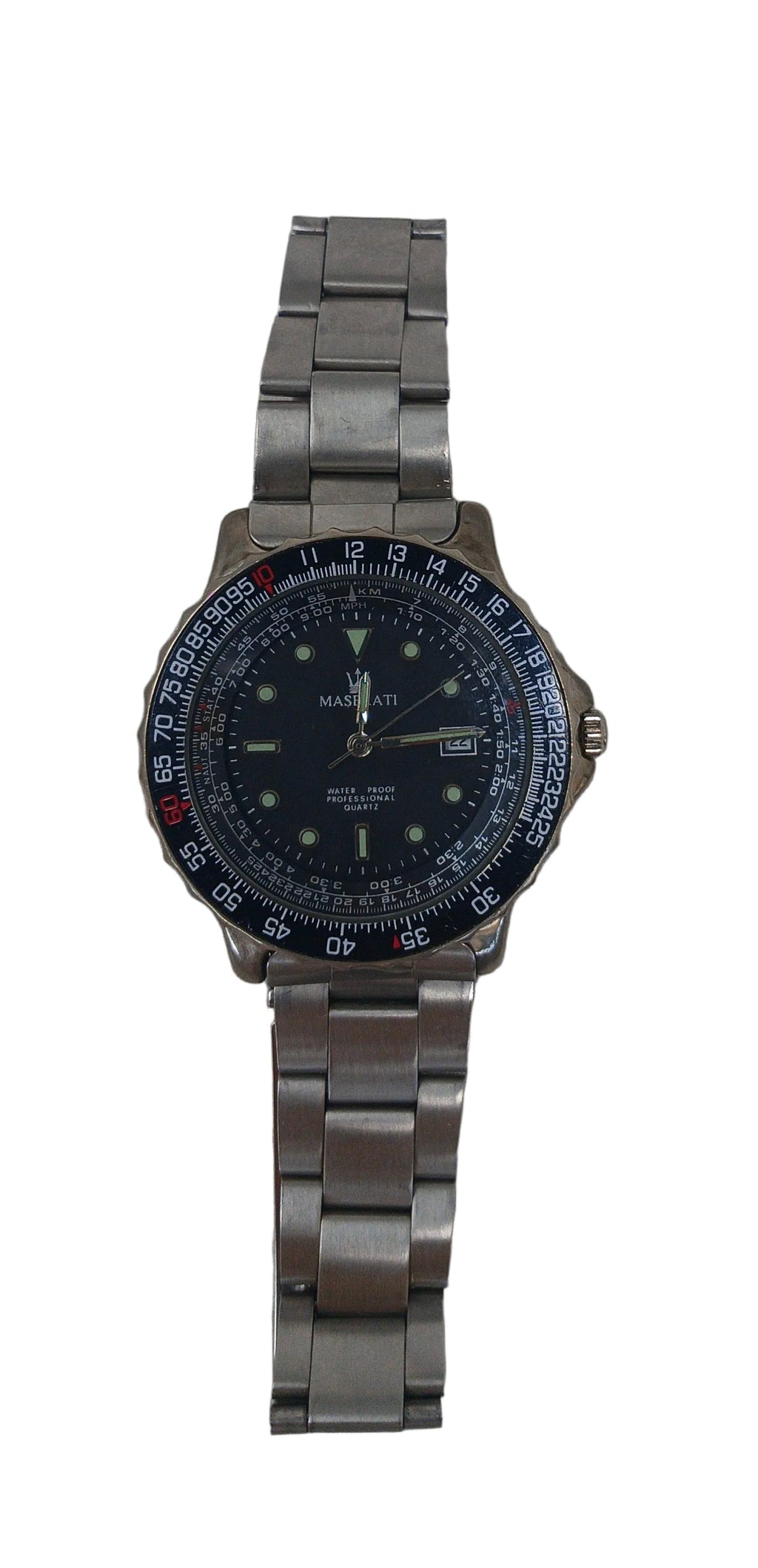 Maserati Orologio Polso Al Quarzo Anni '80 (perfettamente Funzionante Ma Guarnizione Di Tenuta Da Sostituire)
