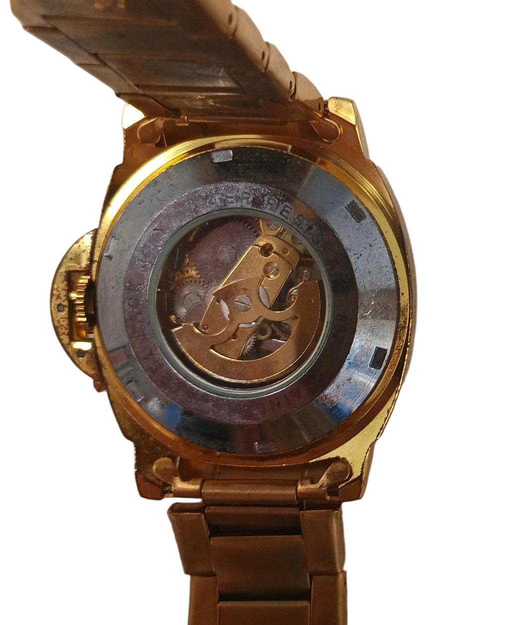 Jcky Time Orologio Automatico Cinturino Acciaio Dorato Ingranaggi Dorati