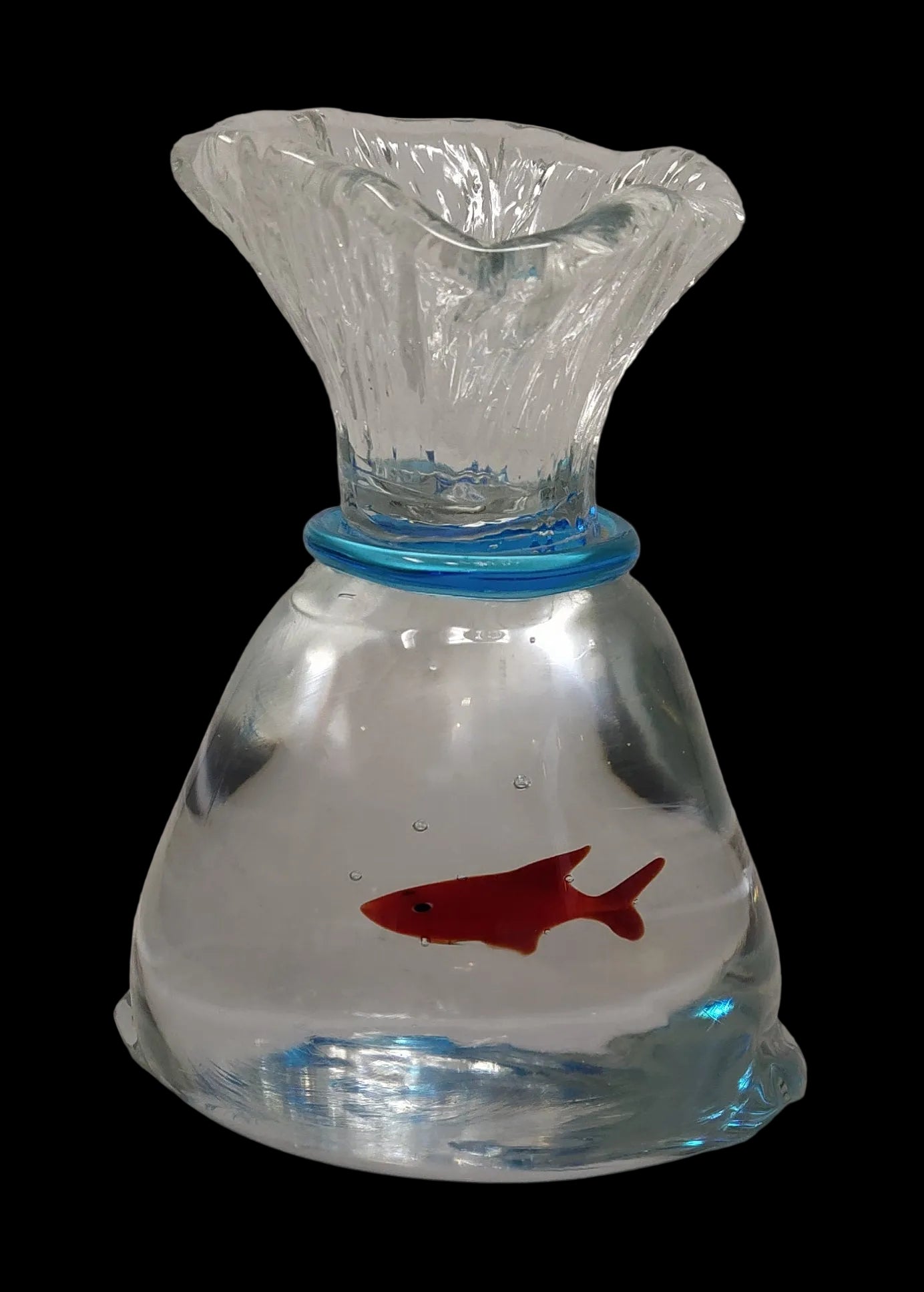 _colizza Scultura Vetro Murano Antichi Angeli Interno Pesce Rosso H 13cm