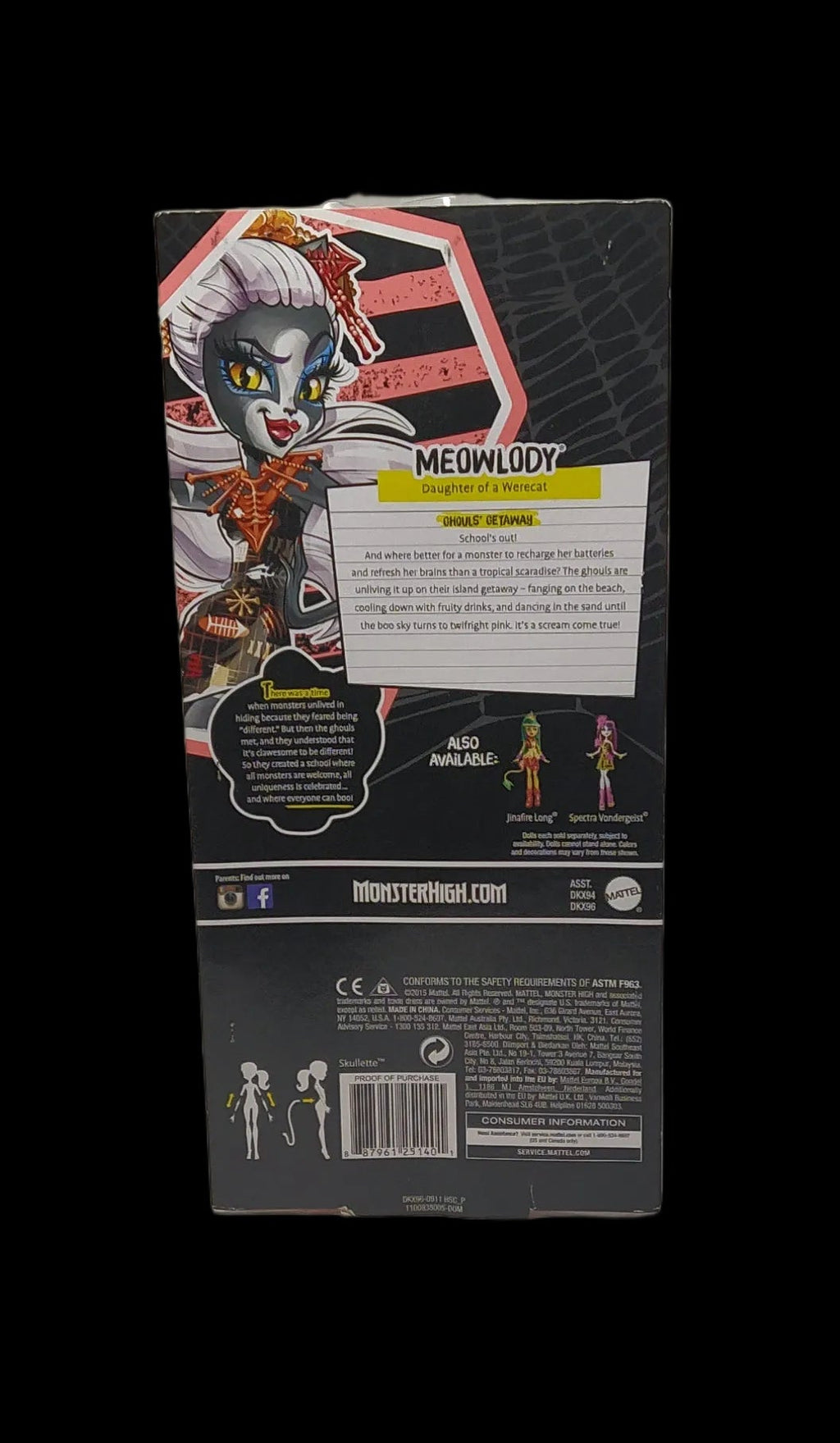 Monster High Bambola Ghouls' Getaway Meowledy Doll Nuovo
